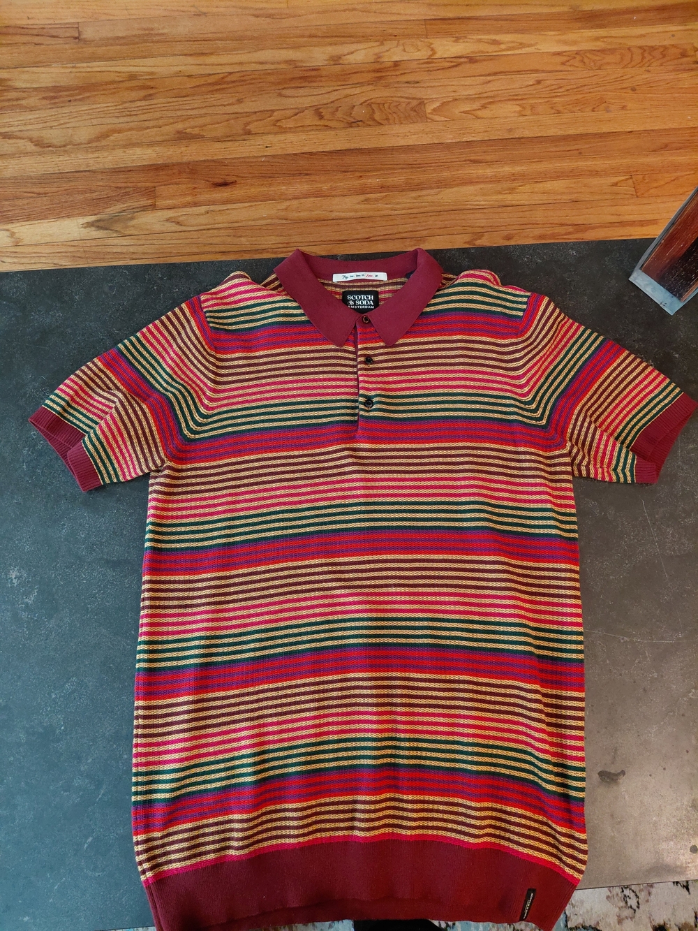 Scotch & Soda Burgundy Collared Striped Polo